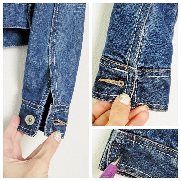 Mudd Denim Jacket Distressed Denim Button Up Jean Jacket S - Picture 7 of 11